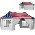 22.3 x 16.4 ft Heavy Duty Party Tent, Outdoor Canopy Tent with 2 Doors and 6 Windows, American Flag - Image 11