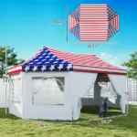 22.3 x 16.4 ft Heavy Duty Party Tent, Outdoor Canopy Tent with 2 Doors and 6 Windows, American Flag - Image 3