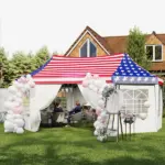22.3 x 16.4 ft Heavy Duty Party Tent, Outdoor Canopy Tent with 2 Doors and 6 Windows, American Flag - Image 8