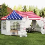 22.3 x 16.4 ft Heavy Duty Party Tent, Outdoor Canopy Tent with 2 Doors and 6 Windows, American Flag - Image 9