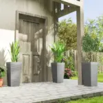 Outsunny 22.8 Inch Set of 3 Outdoor Planters with Stone Finish and Wheels, Stackable Tapered Planters with Drainage Hole, Gray - Image 10