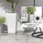 22.8 Inch Set of 3 Outdoor Planters with Stone Finish and Wheels, Stackable Tapered Planters with Drainage Hole, White - Image 8