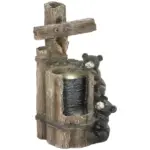 Outsunny 22.8 Inch Water Fountain, 3-Tier Resin Bears on Log Outdoor Waterfall Fountain with LED Lights, Pump - Image 11