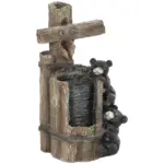 Outsunny 22.8 Inch Water Fountain, 3-Tier Resin Bears on Log Outdoor Waterfall Fountain with LED Lights, Pump - Image 12