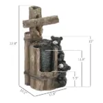 Outsunny 22.8 Inch Water Fountain, 3-Tier Resin Bears on Log Outdoor Waterfall Fountain with LED Lights, Pump - Image 3