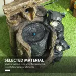 Outsunny 22.8 Inch Water Fountain, 3-Tier Resin Bears on Log Outdoor Waterfall Fountain with LED Lights, Pump - Image 7