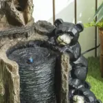 Outsunny 22.8 Inch Water Fountain, 3-Tier Resin Bears on Log Outdoor Waterfall Fountain with LED Lights, Pump - Image 9