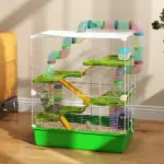 PawHut 23 Inch 5-Tier Hamster Cage with Wheel and Water Bottle, Green - Image 2