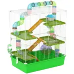 PawHut 23 Inch 5-Tier Hamster Cage with Wheel and Water Bottle, Green