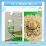 PawHut 23 Inch 5-Tier Hamster Cage with Wheel and Water Bottle, Green - Image 5