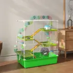 PawHut 23 Inch 5-Tier Hamster Cage with Wheel and Water Bottle, Green - Image 10