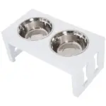 23" Dog Bone Wooden Elevated Dog Bowl Feeding Station, White - Image 11