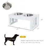 23" Dog Bone Wooden Elevated Dog Bowl Feeding Station, White - Image 3