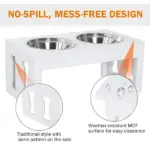 23" Dog Bone Wooden Elevated Dog Bowl Feeding Station, White - Image 5