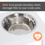 23" Dog Bone Wooden Elevated Dog Bowl Feeding Station, White - Image 6