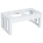 23" Dog Bone Wooden Elevated Dog Bowl Feeding Station, White - Image 7