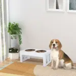 23" Dog Bone Wooden Elevated Dog Bowl Feeding Station, White - Image 10