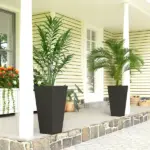 23 Inch Tall Planters for Outdoor Plants, Set of 2 Plastic Flower Pots, for Front Door Patio Garden Use, Black - Image 2