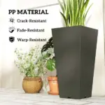 23 Inch Tall Planters for Outdoor Plants, Set of 2 Plastic Flower Pots, for Front Door Patio Garden Use, Black - Image 5