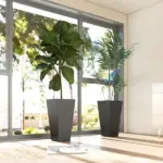 23 Inch Tall Planters for Outdoor Plants, Set of 2 Plastic Flower Pots, for Front Door Patio Garden Use, Black - Image 9