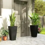 23 Inch Tall Planters for Outdoor Plants, Set of 2 Plastic Flower Pots, for Front Door Patio Garden Use, Black - Image 10