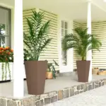 23 Inch Tall Planters for Outdoor Plants, Set of 2 Plastic Flower Pots, for Front Door Patio Garden Use, Brown - Image 2