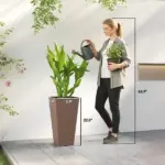 23 Inch Tall Planters for Outdoor Plants, Set of 2 Plastic Flower Pots, for Front Door Patio Garden Use, Brown - Image 3