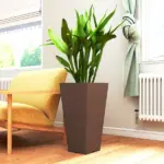 23 Inch Tall Planters for Outdoor Plants, Set of 2 Plastic Flower Pots, for Front Door Patio Garden Use, Brown - Image 7