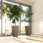 23 Inch Tall Planters for Outdoor Plants, Set of 2 Plastic Flower Pots, for Front Door Patio Garden Use, Brown - Image 9