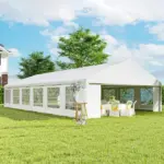 Outsunny 23 ft x 39 ft Large Outdoor Carport Canopy Party Tent with Removable Protective Sidewalls and Windows, White - Image 2