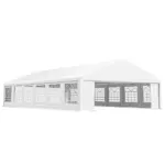 Outsunny 23 ft x 39 ft Large Outdoor Carport Canopy Party Tent with Removable Protective Sidewalls and Windows, White