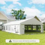 Outsunny 23 ft x 39 ft Large Outdoor Carport Canopy Party Tent with Removable Protective Sidewalls and Windows, White - Image 3