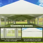 Outsunny 23 ft x 39 ft Large Outdoor Carport Canopy Party Tent with Removable Protective Sidewalls and Windows, White - Image 5