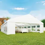 Outsunny 23 ft x 39 ft Large Outdoor Carport Canopy Party Tent with Removable Protective Sidewalls and Windows, White - Image 8