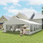 Outsunny 23 ft x 39 ft Large Outdoor Carport Canopy Party Tent with Removable Protective Sidewalls and Windows, White - Image 10