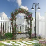 Outsunny 23.25" W x 80" H Metal Garden Arbor Archway for 2 People with Relaxing Bench and Delicate Scrollwork for Weddings and Various Climbing Plant - Image 2