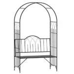 Outsunny 23.25" W x 80" H Metal Garden Arbor Archway for 2 People with Relaxing Bench and Delicate Scrollwork for Weddings and Various Climbing Plant