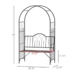Outsunny 23.25" W x 80" H Metal Garden Arbor Archway for 2 People with Relaxing Bench and Delicate Scrollwork for Weddings and Various Climbing Plant - Image 3