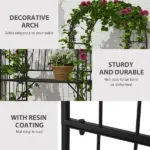 Outsunny 23.25" W x 80" H Metal Garden Arbor Archway for 2 People with Relaxing Bench and Delicate Scrollwork for Weddings and Various Climbing Plant - Image 5