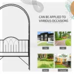 Outsunny 23.25" W x 80" H Metal Garden Arbor Archway for 2 People with Relaxing Bench and Delicate Scrollwork for Weddings and Various Climbing Plant - Image 6