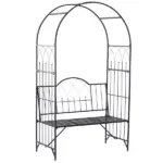 Outsunny 23.25" W x 80" H Metal Garden Arbor Archway for 2 People with Relaxing Bench and Delicate Scrollwork for Weddings and Various Climbing Plant - Image 8