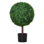 23.5 Inch Artificial Boxwood Ball Topiary Tree Fake Decorative Plant with Nursery Pot for Indoor Outdoor Decor