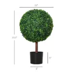 23.5 Inch Artificial Boxwood Ball Topiary Tree Fake Decorative Plant with Nursery Pot for Indoor Outdoor Decor - Image 3