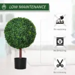 23.5 Inch Artificial Boxwood Ball Topiary Tree Fake Decorative Plant with Nursery Pot for Indoor Outdoor Decor - Image 6