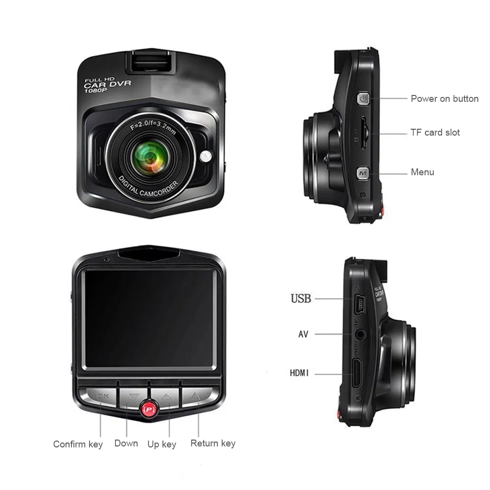 2.4 Inch 1080P Dash Cam with G Sensor Night Vision and 170 Degree Lens
