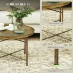 HOMCOM 24" Round Cafe Table, Gold Hammered Tray Top with Metal Frame, Living Room Center Table - Image 5