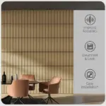 24" x 24" Wood Panels for Wall, 4 Pack Acoustic Panels, Sound Absorbing Slat Wall for Wall Decor, Home, Oak - Image 4