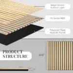 24" x 24" Wood Panels for Wall, 4 Pack Acoustic Panels, Sound Absorbing Slat Wall for Wall Decor, Home, Oak - Image 5