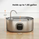 PawHut 246 oz./7L Stainless Steel Cat Water Fountain with Filters, Ultra-Quiet Pump, for Cats, Dogs and Multi-Pet Homes - Image 3