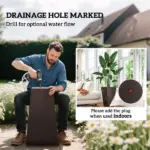 Outsunny 24 Inch Tall Plastic Planters Set of 3 with Drainage Holes Brown - Image 5